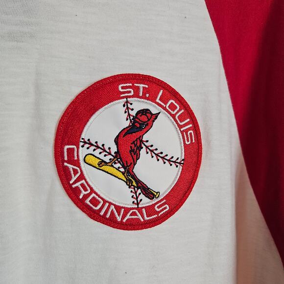 Mitchell & Ness St Louis Cardinals Baseball Raglan T-Shirt 2XL Unisex Ivory Red - Picture 3 of 6